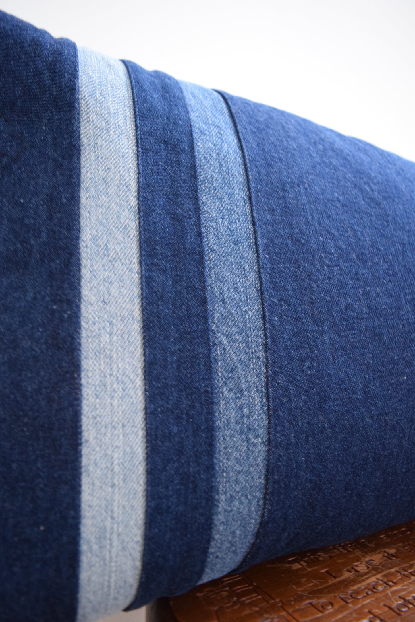 Striped Denim Pillow 14'' x 22''