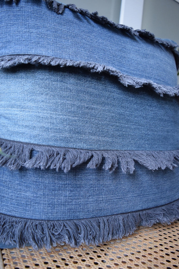 Denim Fringe Pillow Cover 20'' x 20''