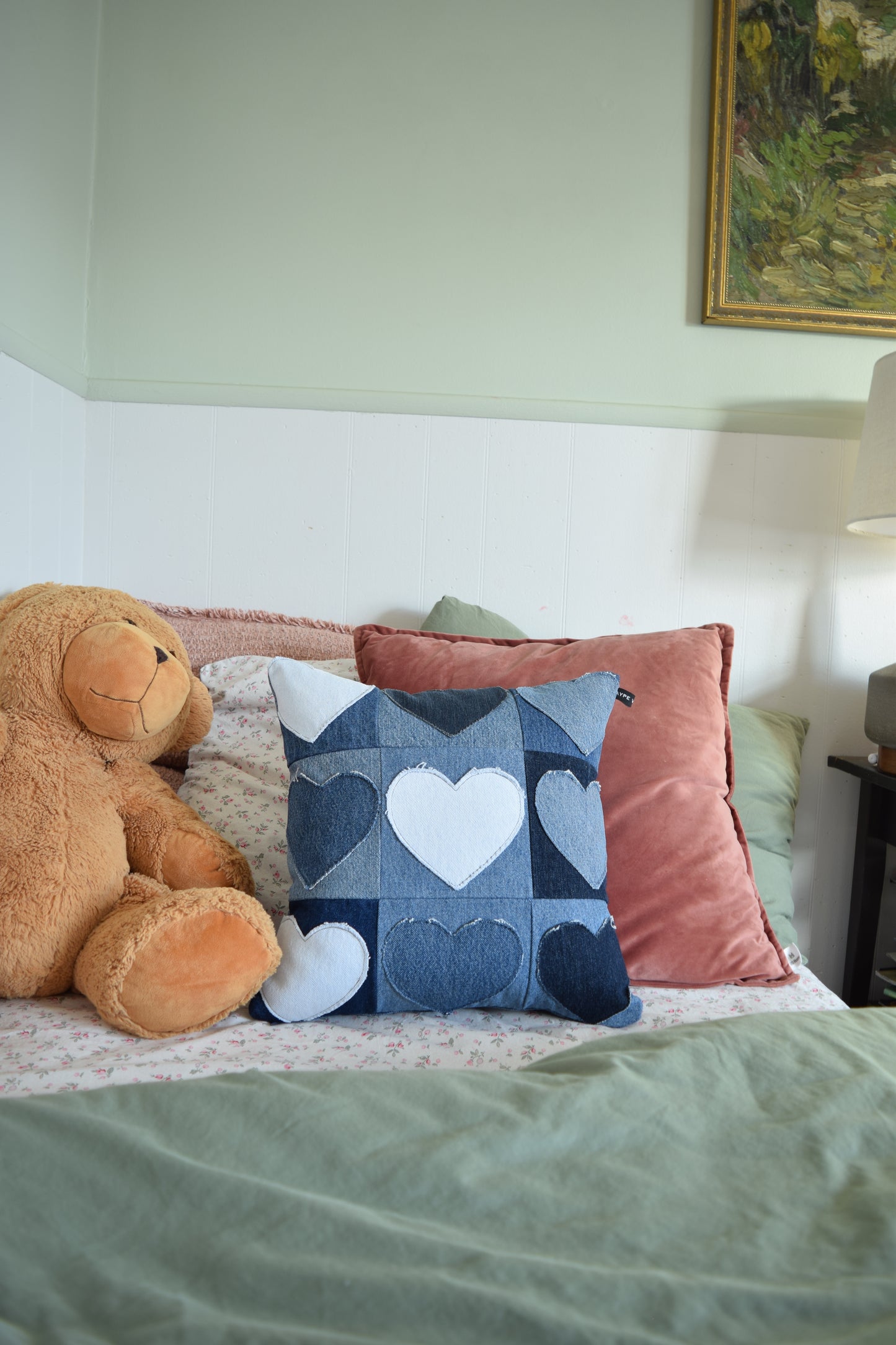 Denim Heart PIllow 16'' x 16''