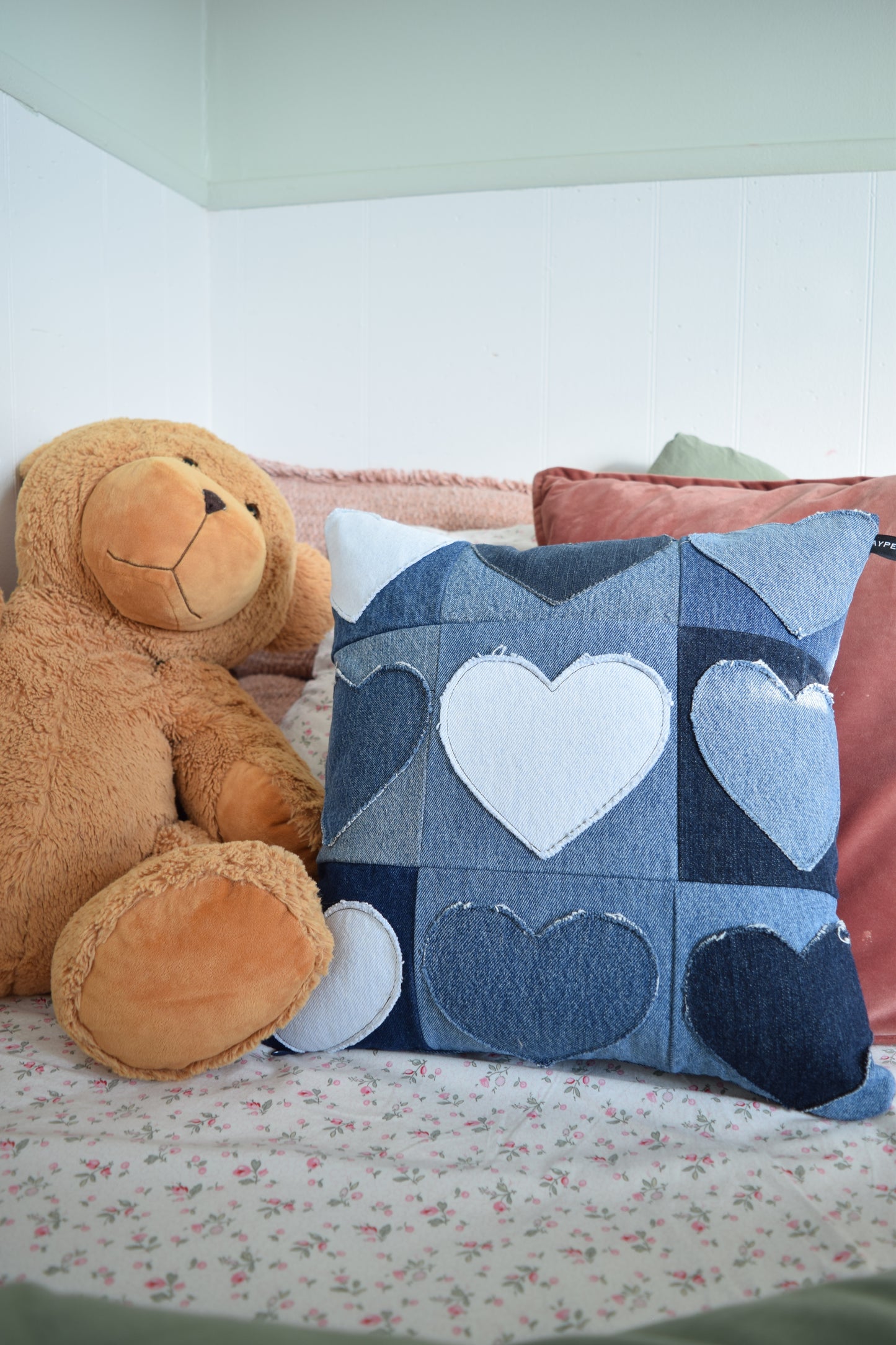 Denim Heart PIllow 16'' x 16''