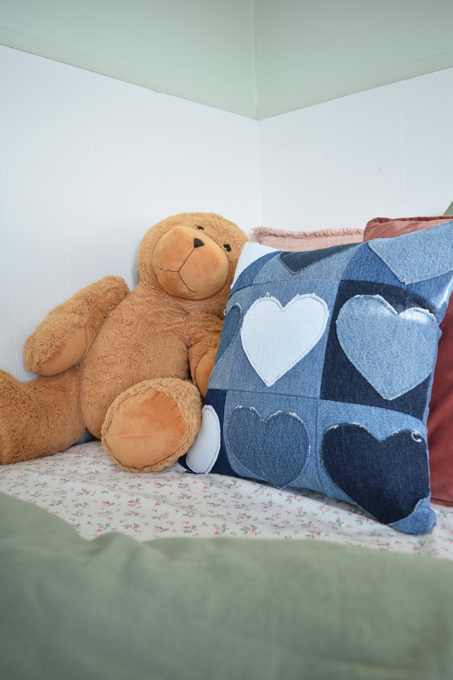 Denim Heart PIllow 16'' x 16''