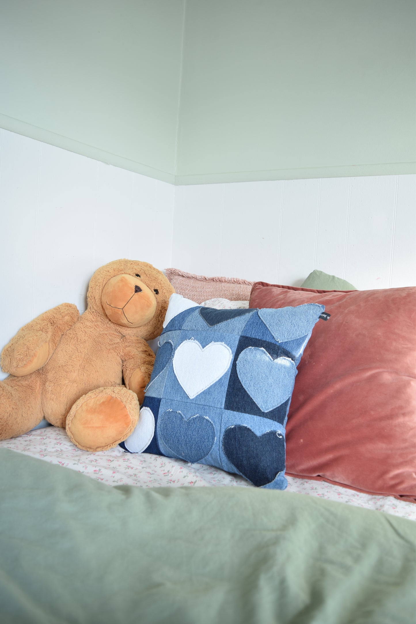 Denim Heart PIllow 16'' x 16''