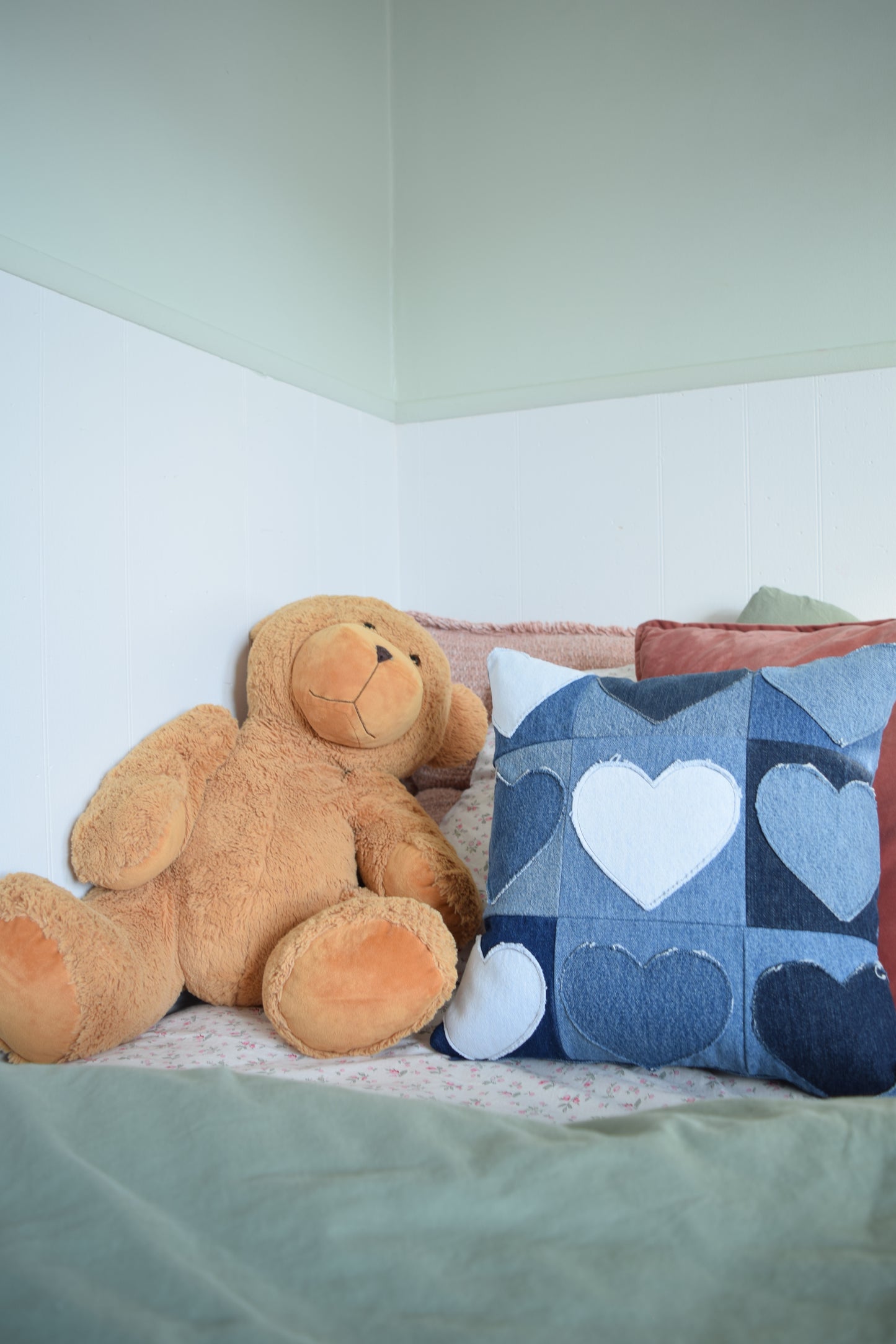 Denim Heart PIllow 16'' x 16''