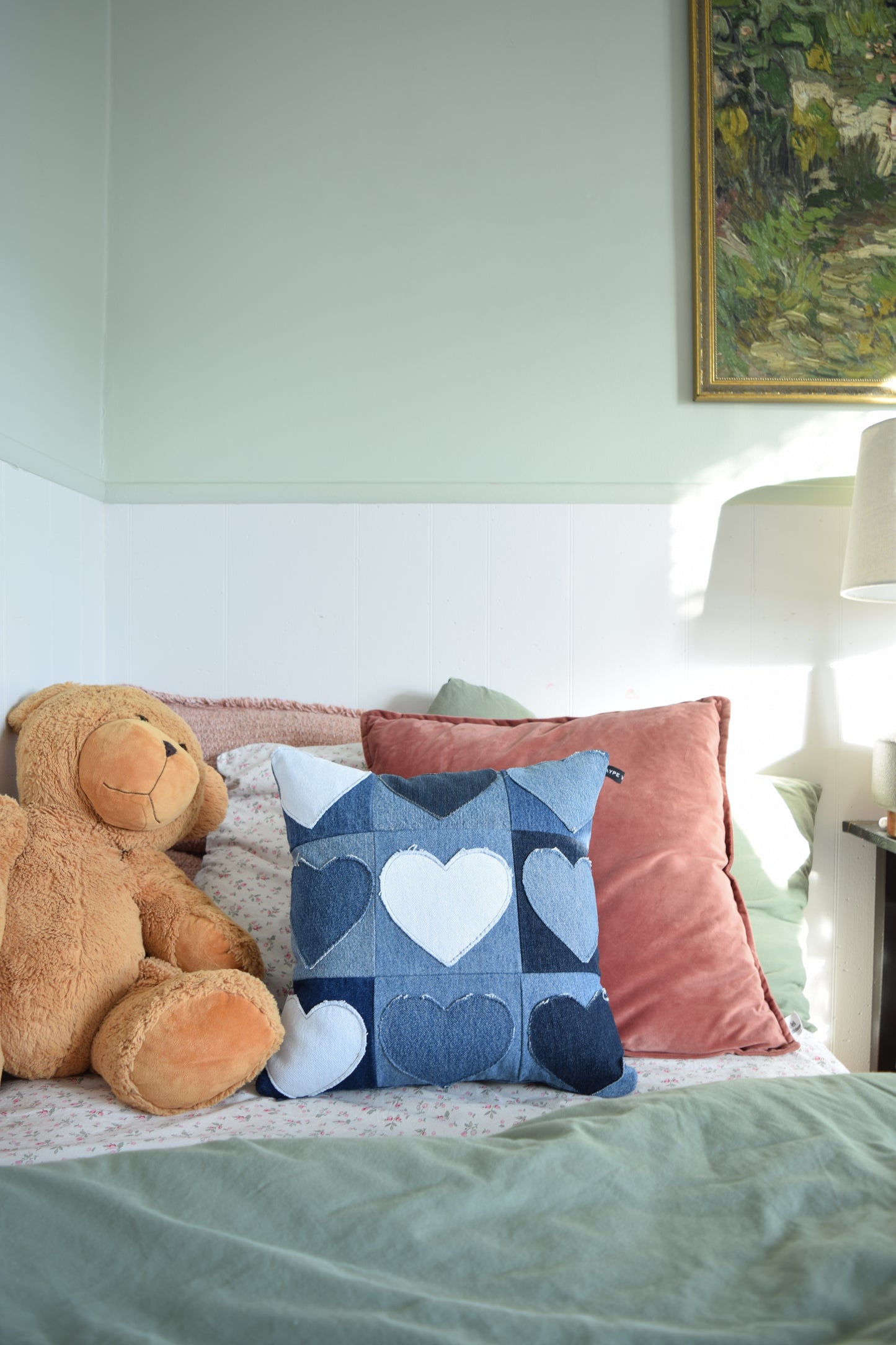 Denim Heart PIllow 16'' x 16''