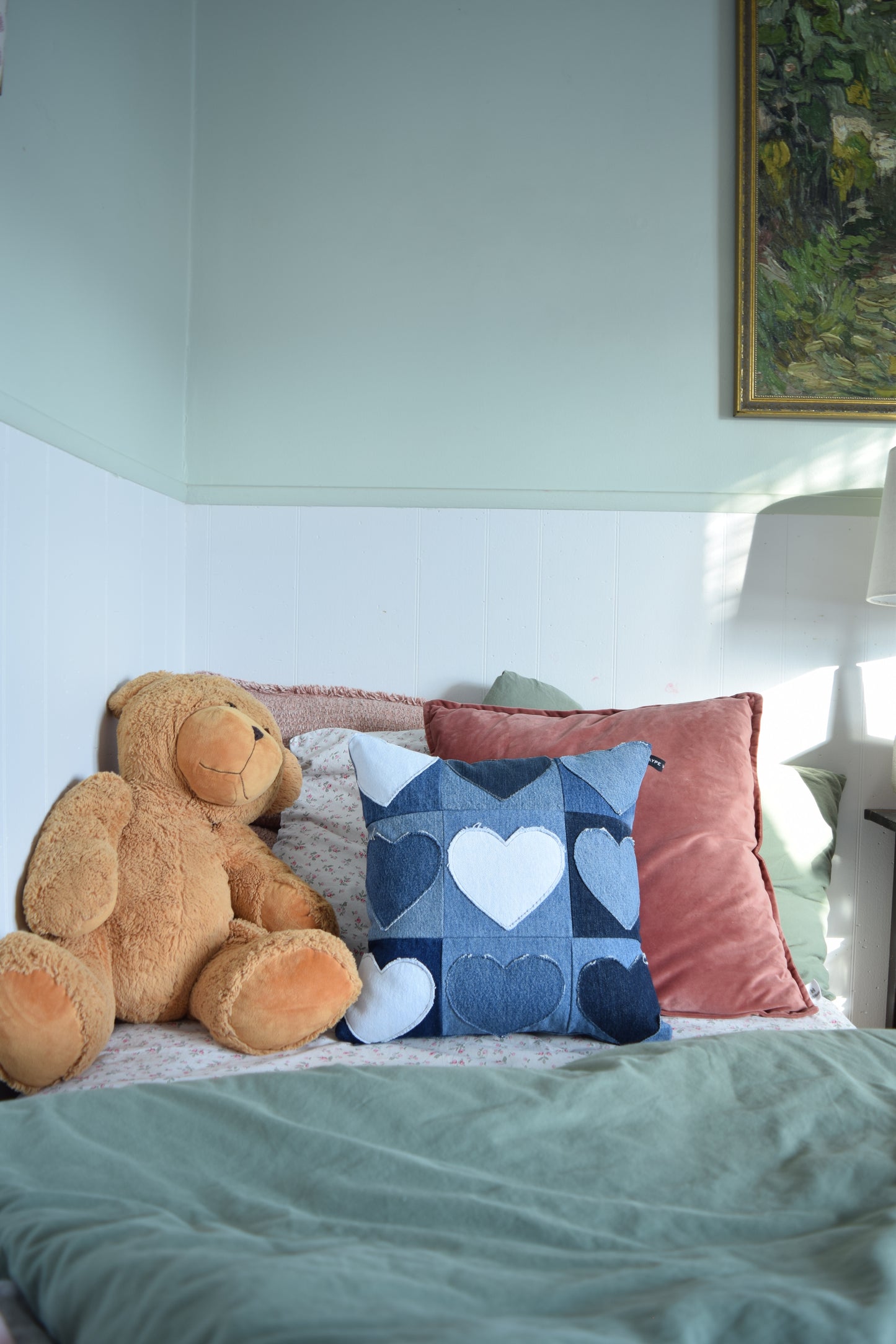 Denim Heart PIllow 16'' x 16''