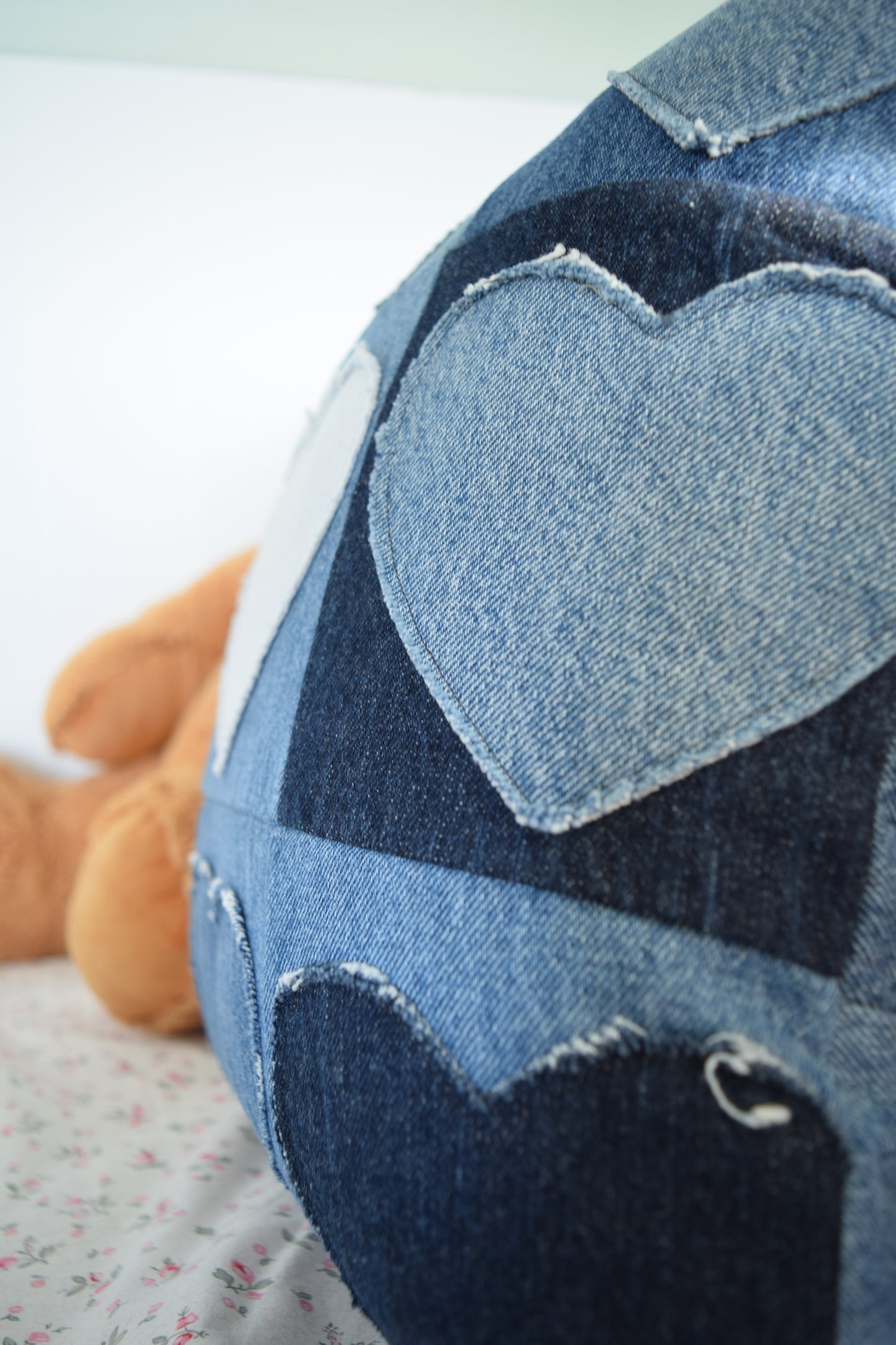 Denim Heart PIllow 16'' x 16''