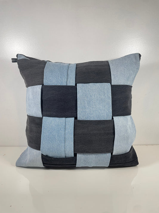 Denim Pillow Cover / Basketweave