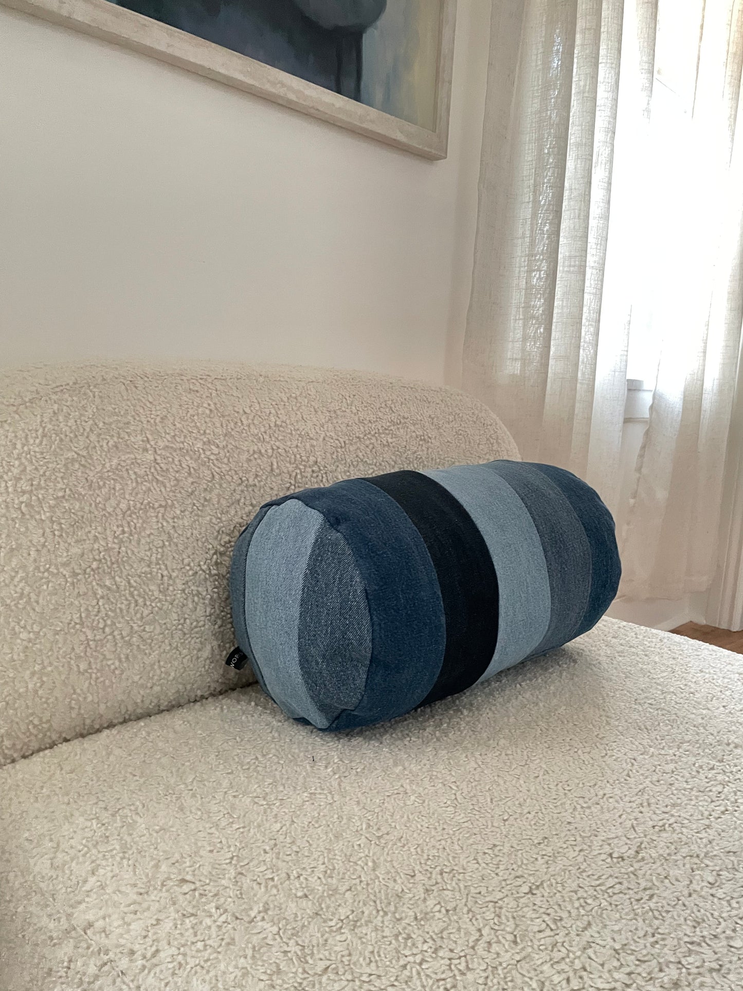 Denim Pillow Cover Bolster 8'' x 15''