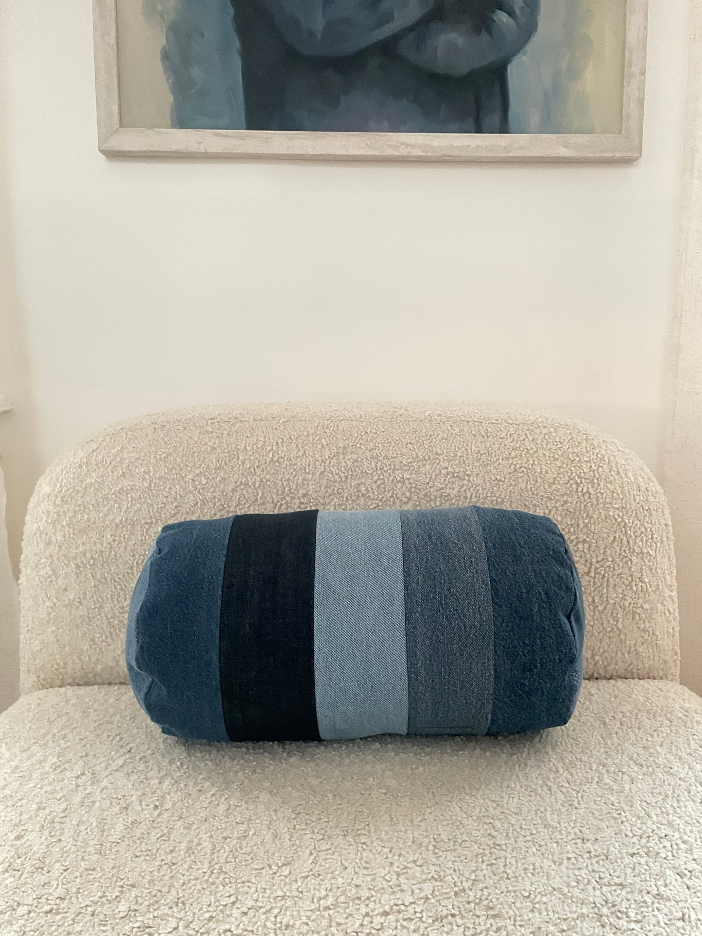 Denim Pillow Cover Bolster 8'' x 15''