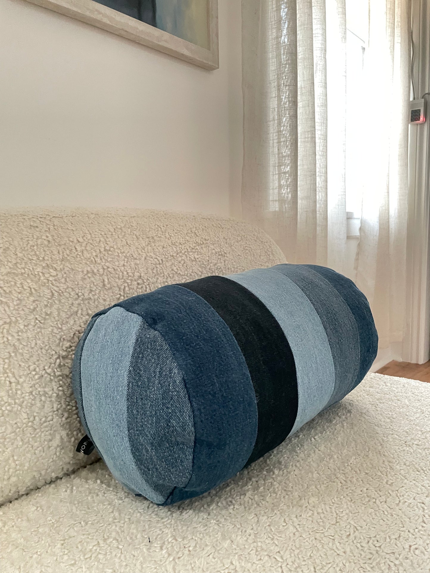 Denim Pillow Cover Bolster 8'' x 15''