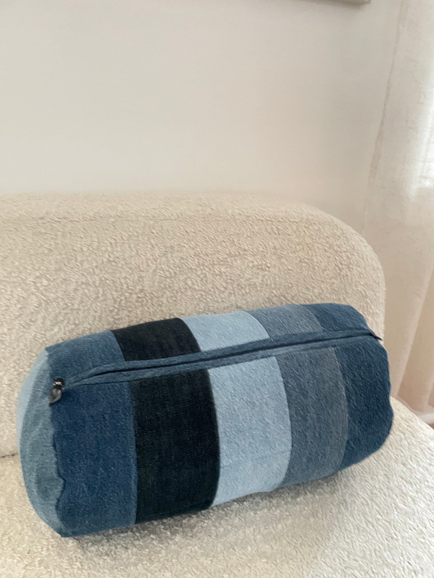 Denim Pillow Cover Bolster 8'' x 15''