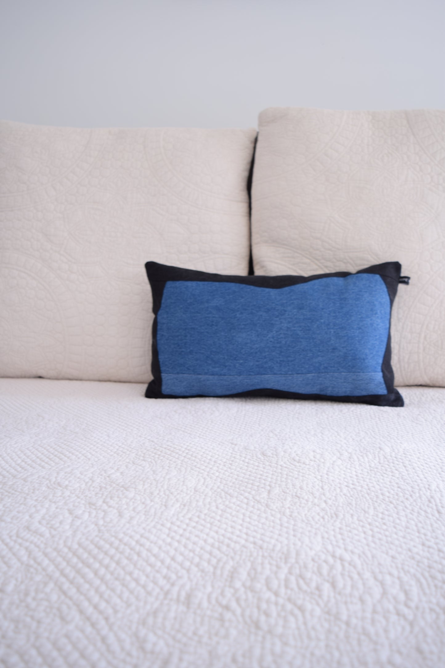 lumbar denim pillow cover 12'' x 20 ''