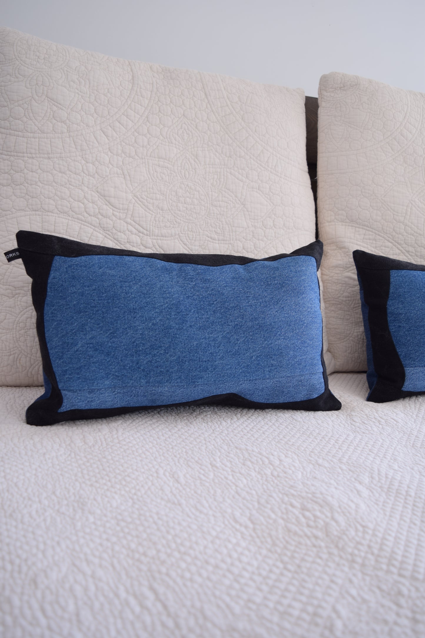 lumbar denim pillow cover 12'' x 20 ''
