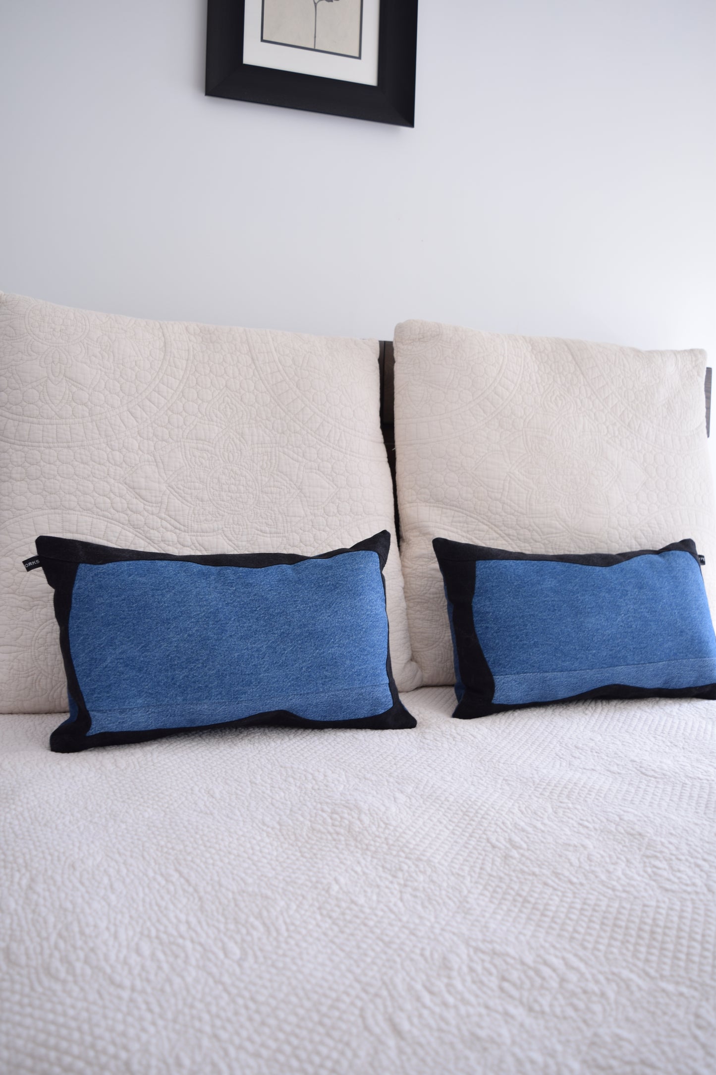 lumbar denim pillow cover 12'' x 20 ''