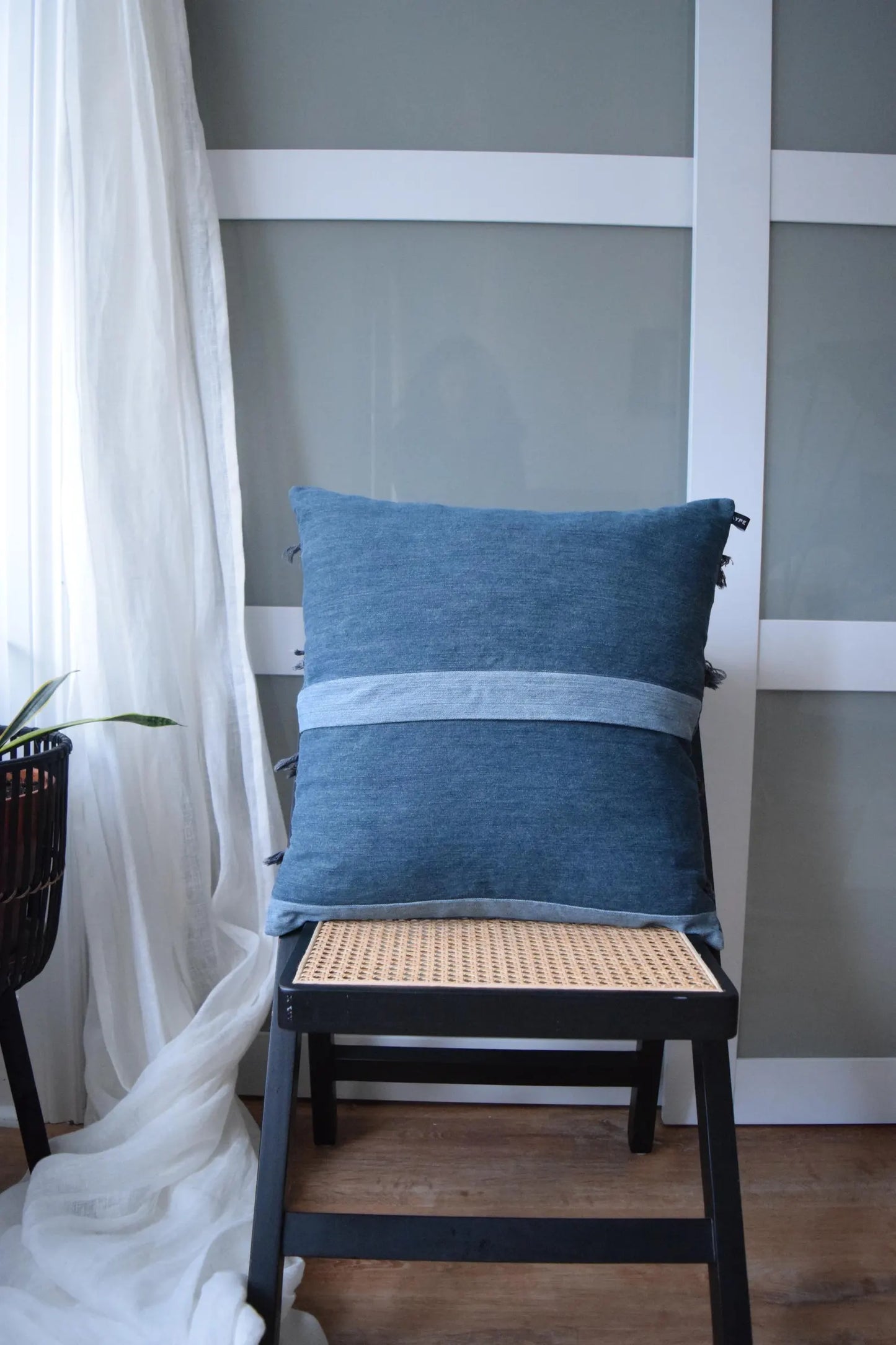 Denim Fringe Pillow Cover 20'' x 20''