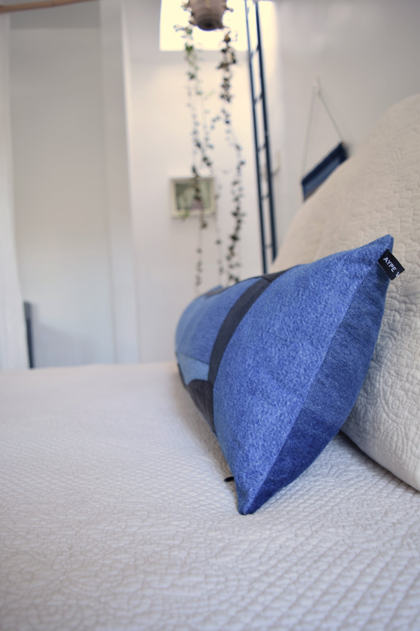 lumbar denim pillow cover 12'' x 40 ''