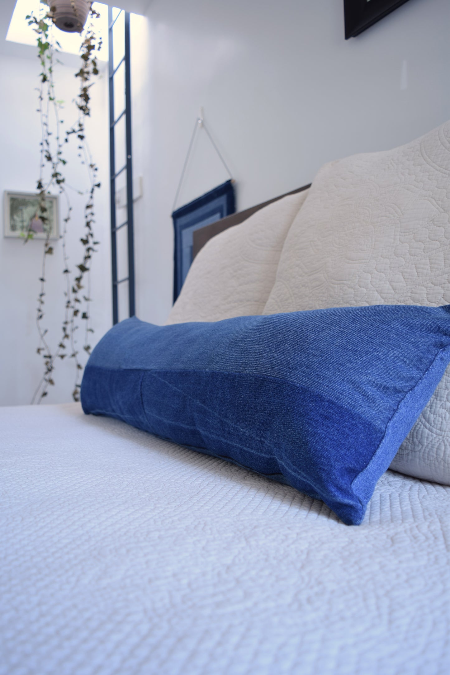 lumbar denim pillow cover 12'' x 40 ''