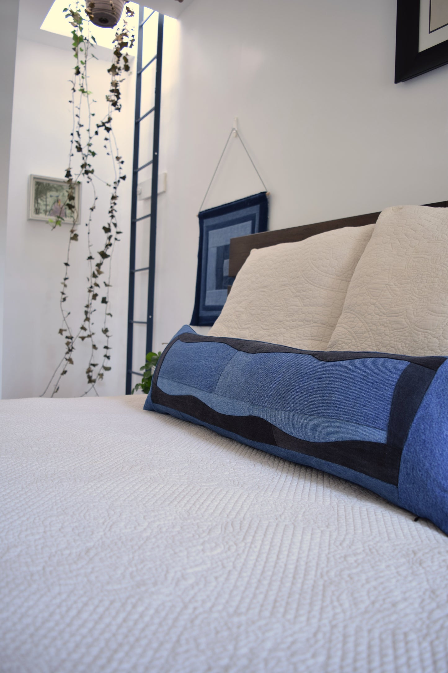 lumbar denim pillow cover 12'' x 40 ''