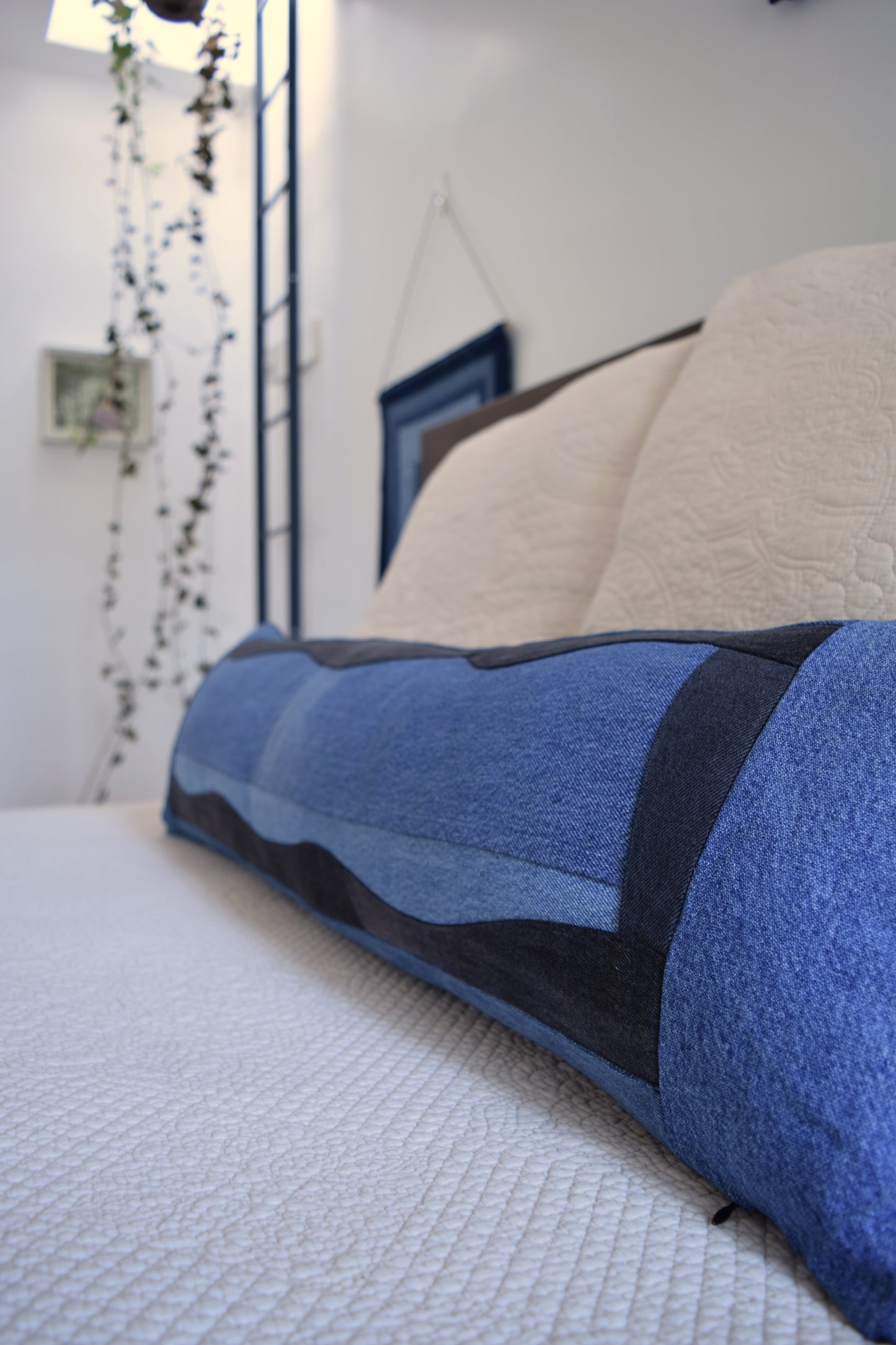 lumbar denim pillow cover 12'' x 40 ''