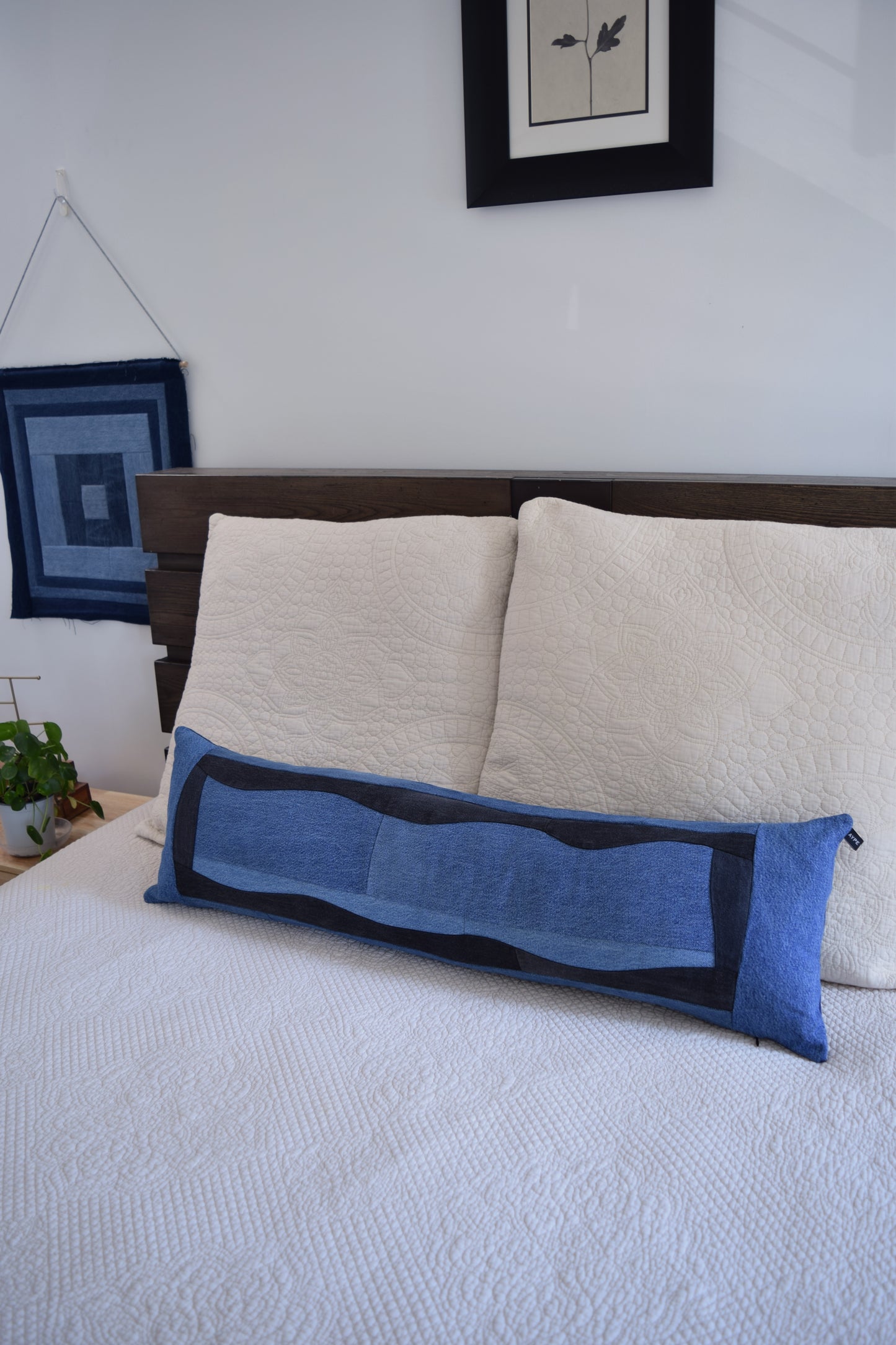 lumbar denim pillow cover 12'' x 40 ''