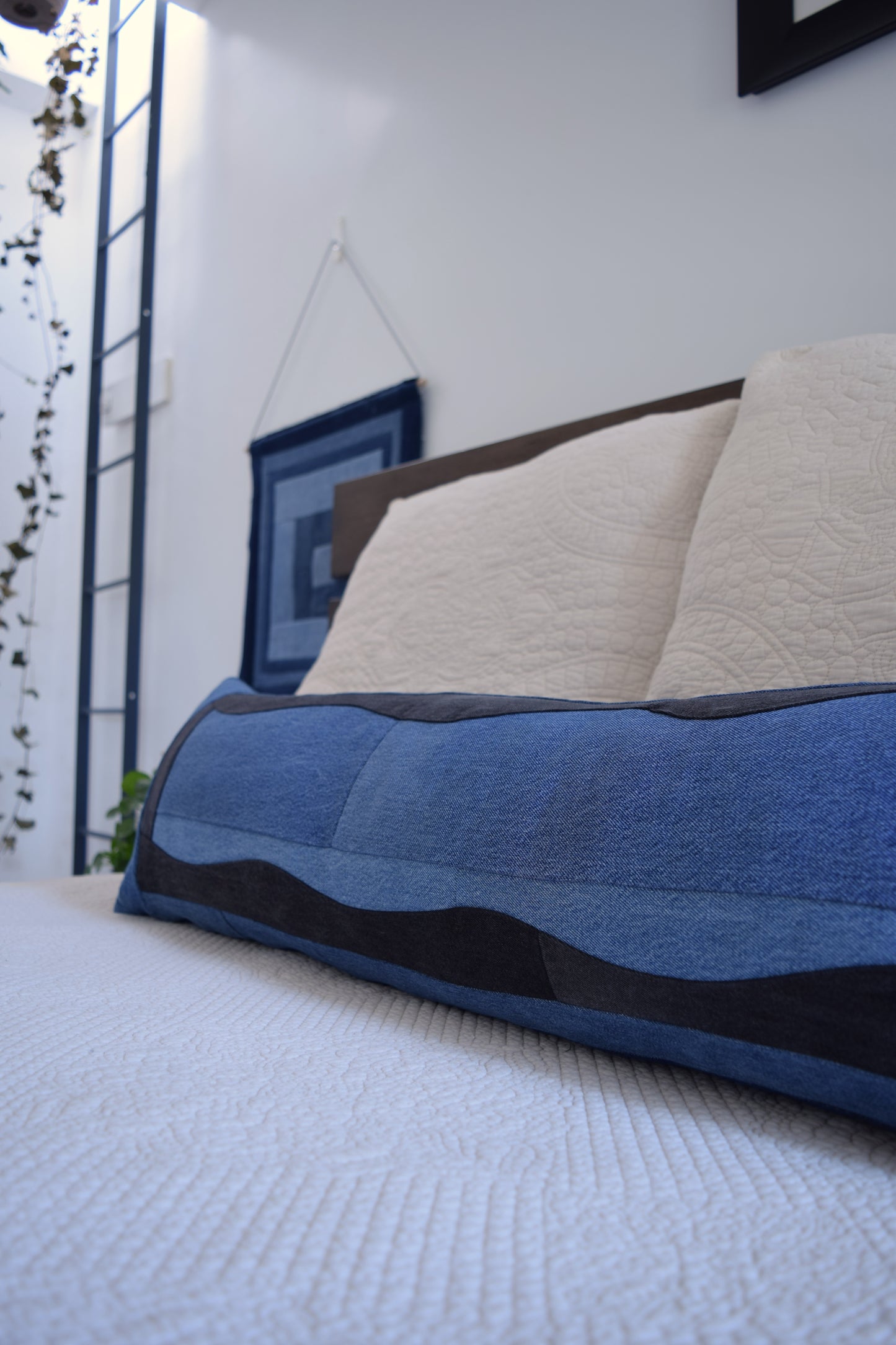 lumbar denim pillow cover 12'' x 40 ''