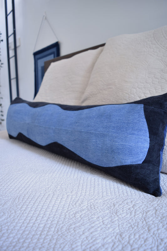 lumbar denim pillow cover 12'' x 40 ''