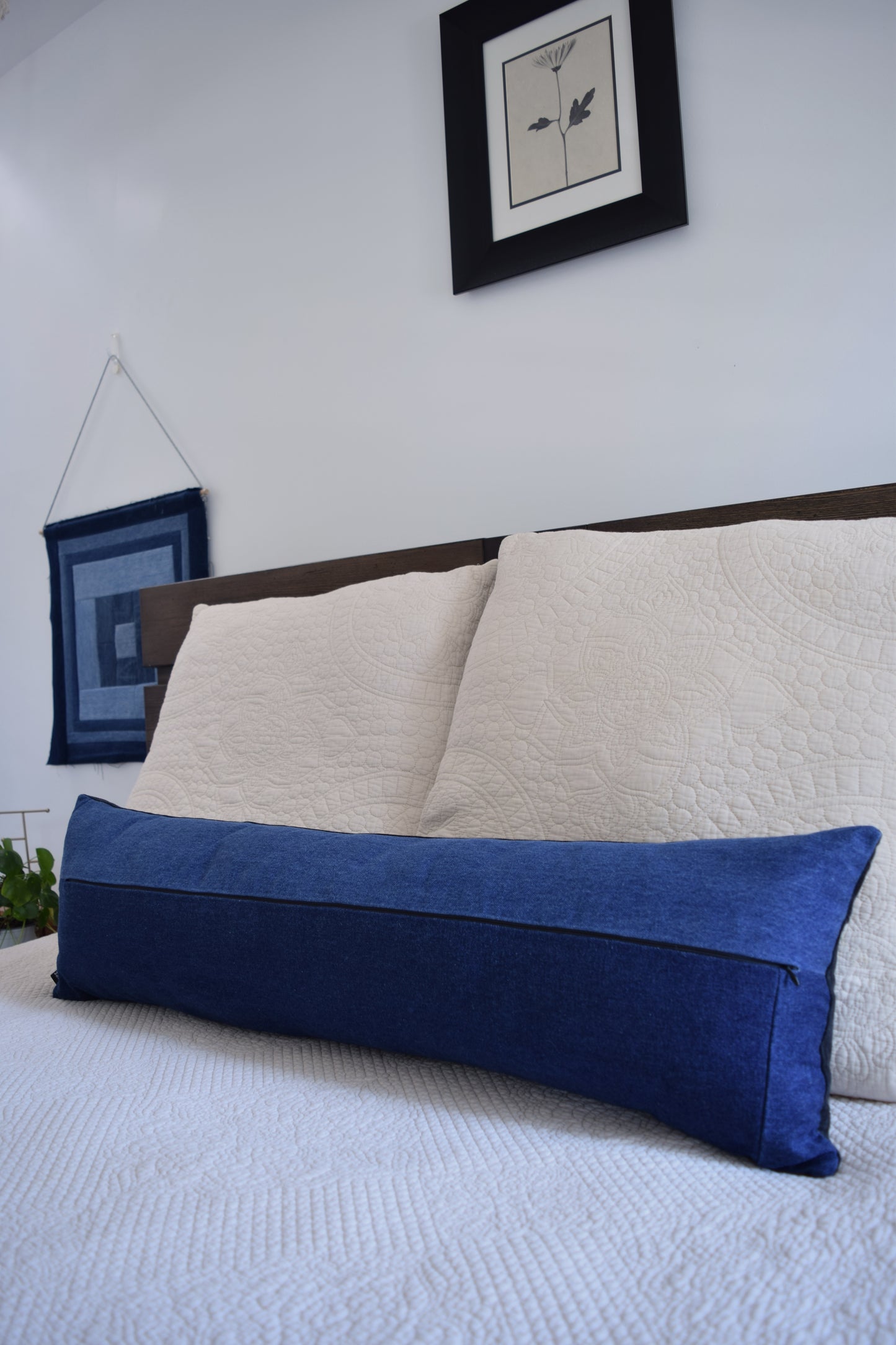 lumbar denim pillow cover 12'' x 40 ''