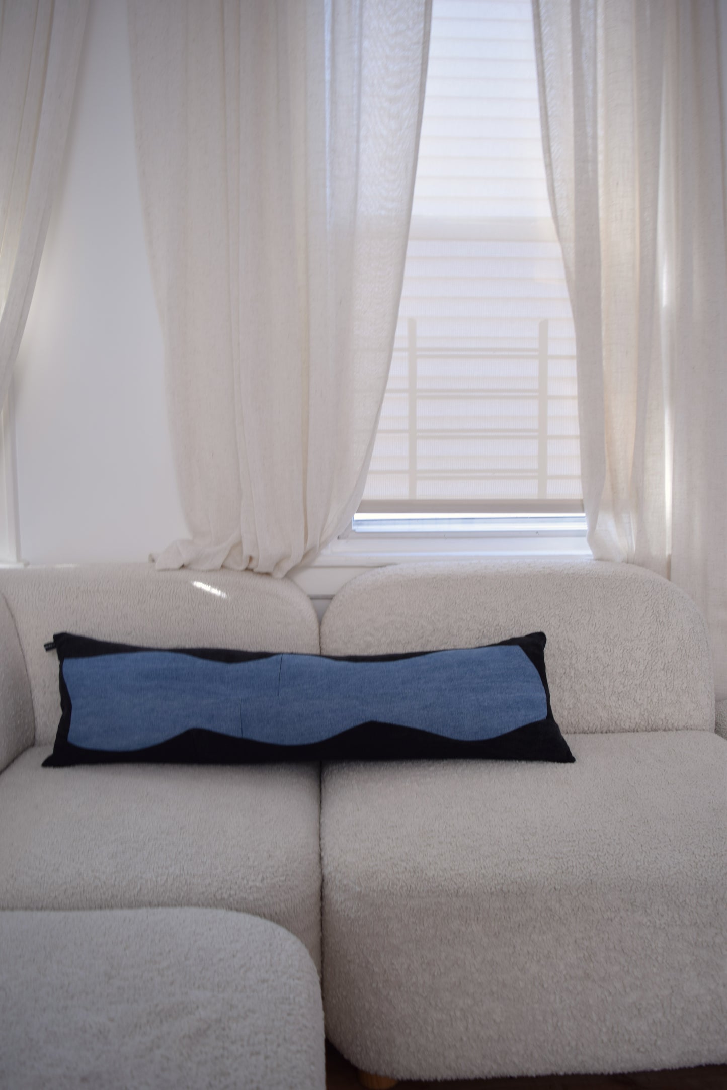 lumbar denim pillow cover 12'' x 40 ''