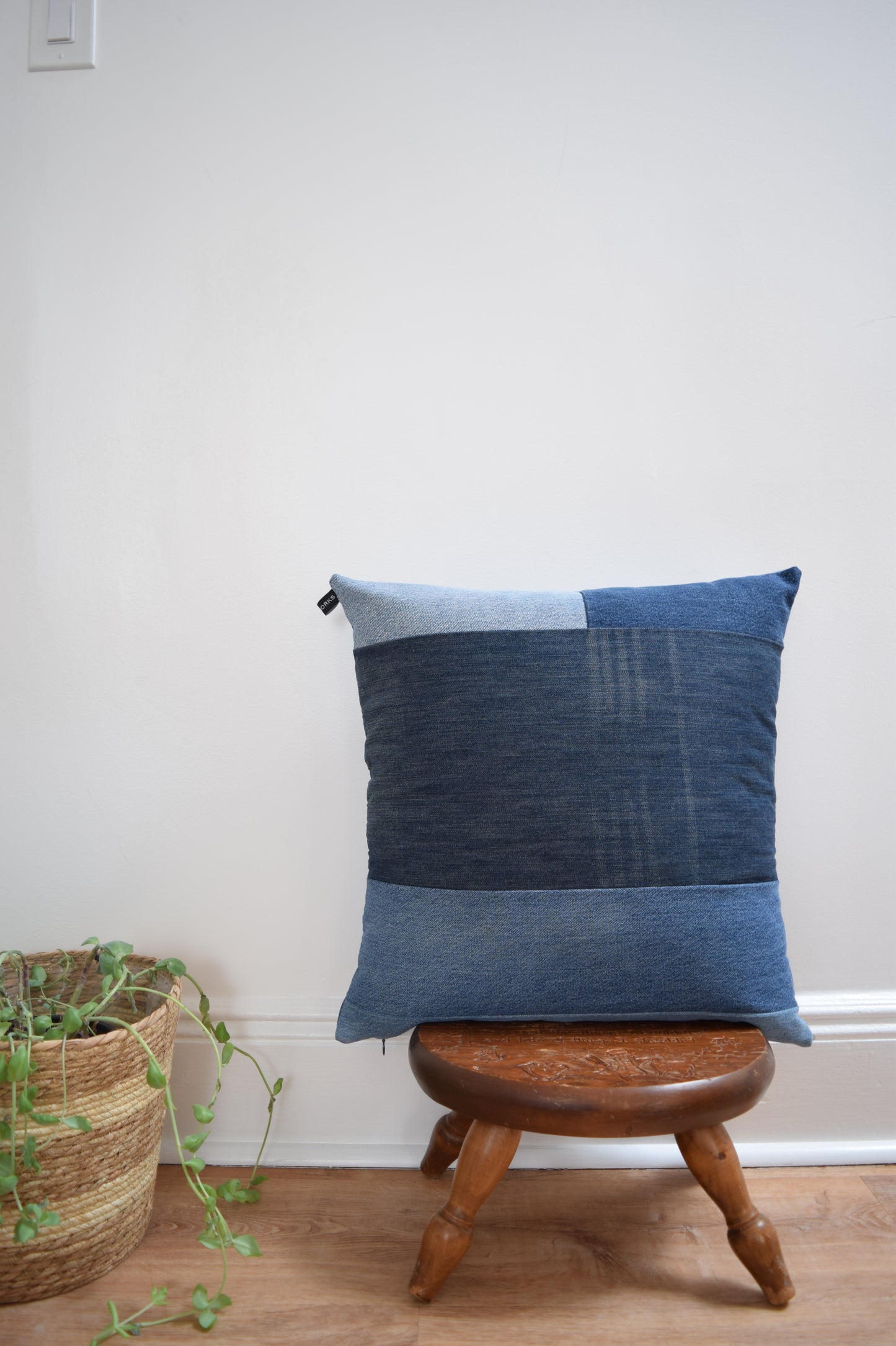 Striped Denim Pillow Cover 20'' x 20''