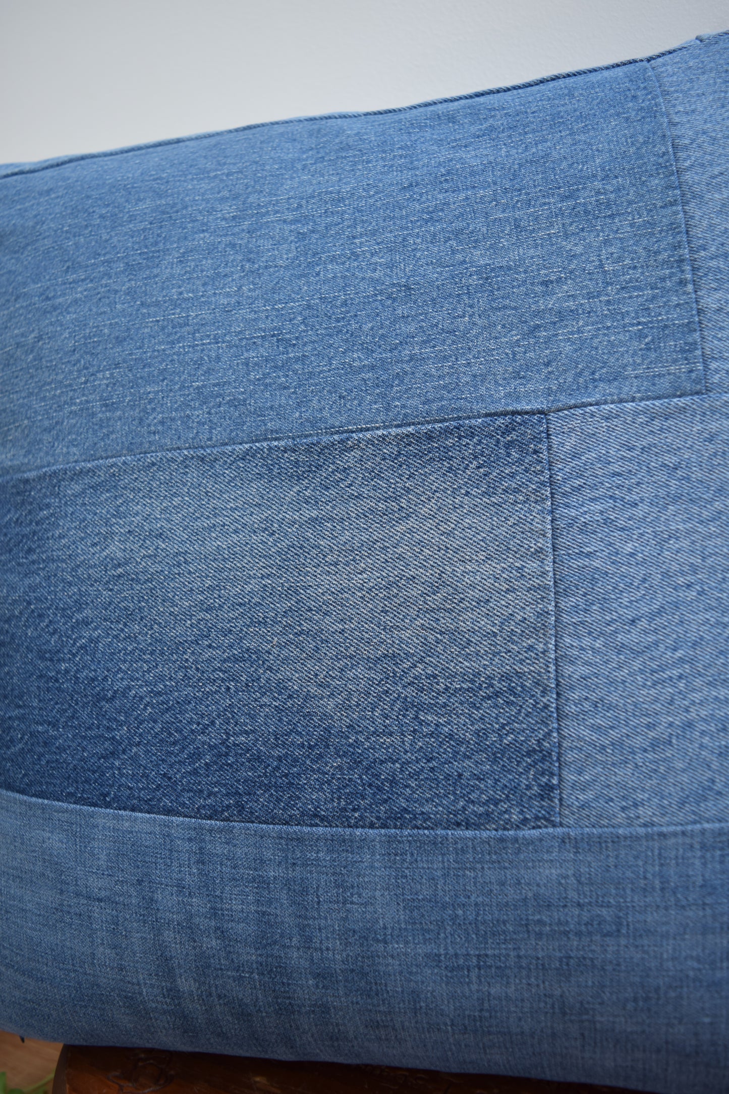 Striped denim pillow cover 20'' x 20''