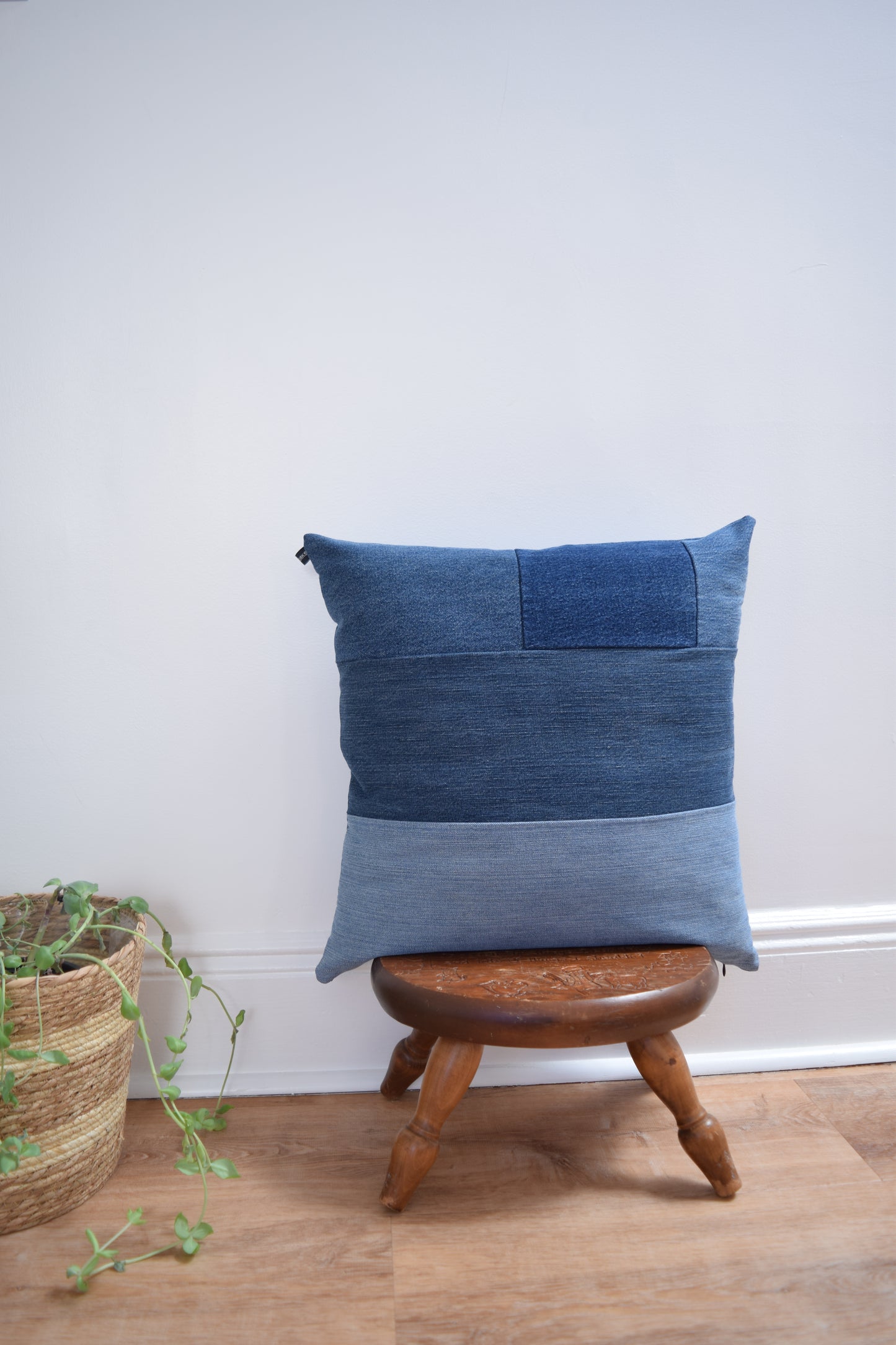 Striped Denim Pillow Cover 20'' x 20''