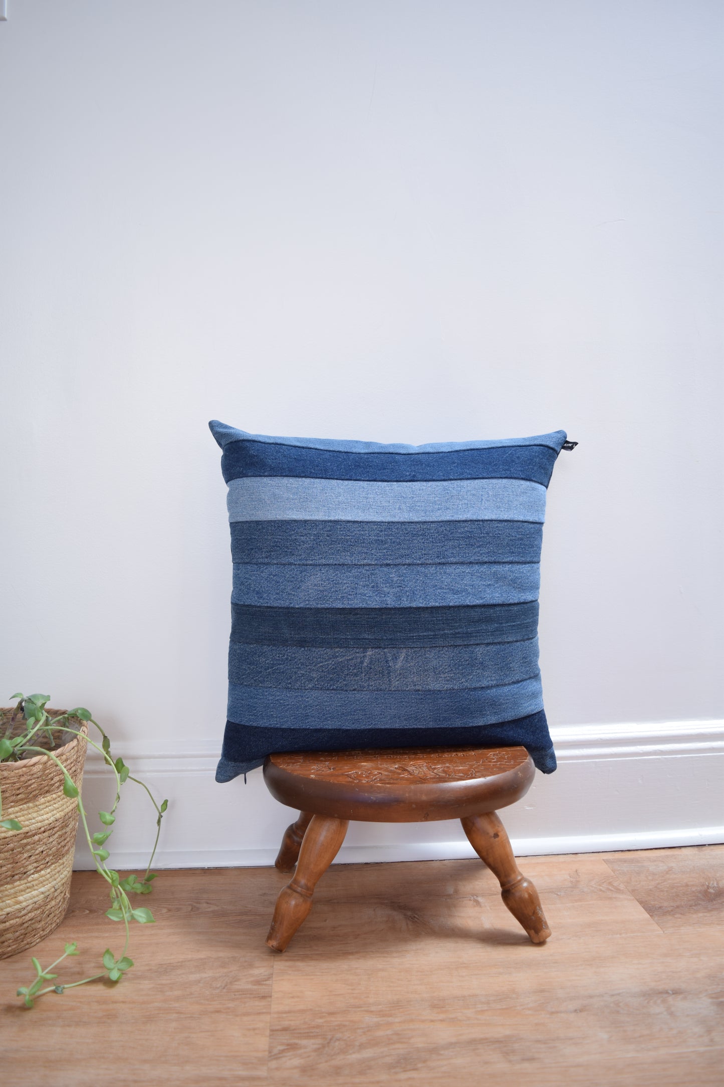 Striped Denim Pillow Cover 20'' x 20''