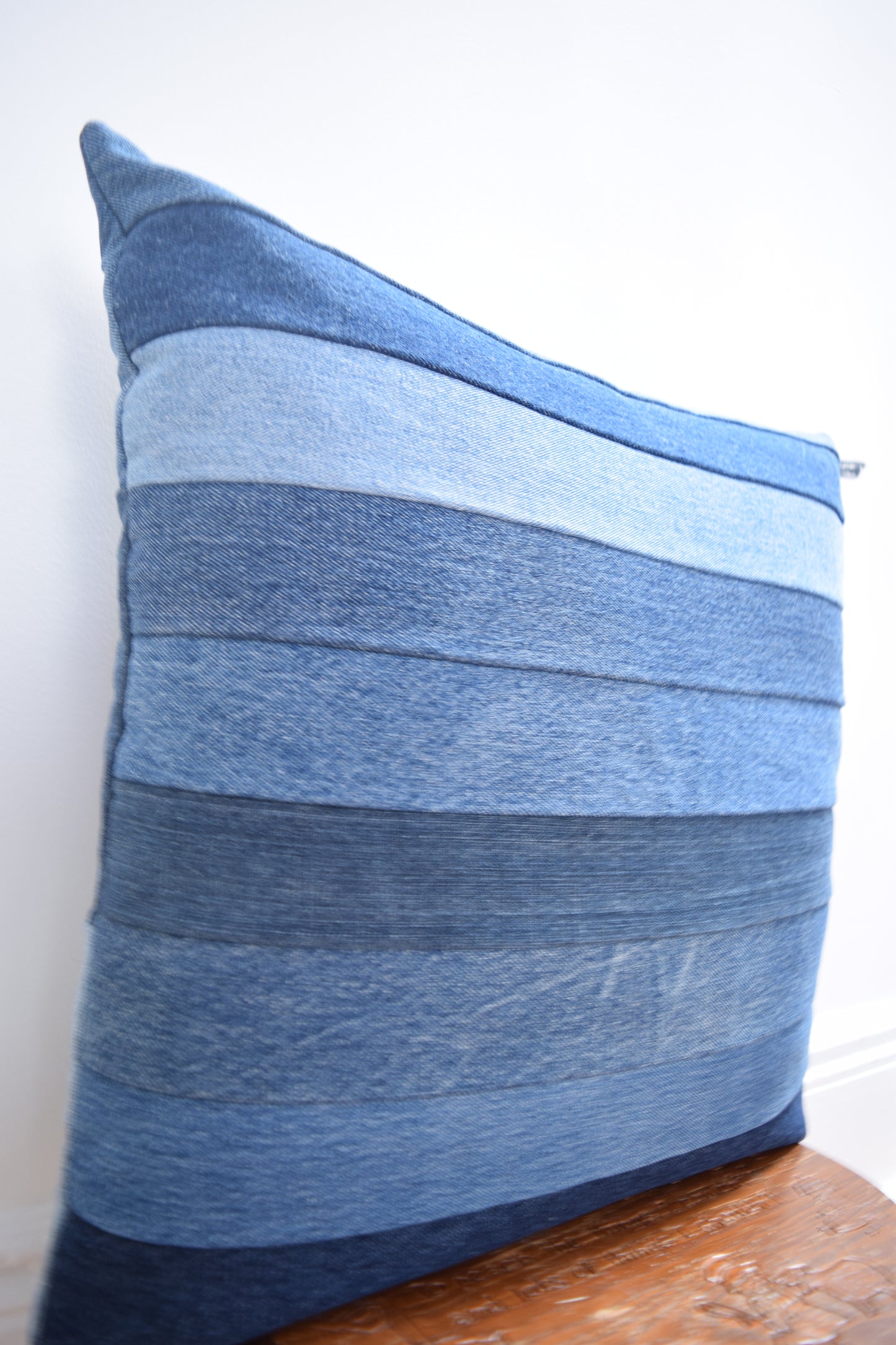 Striped Denim Pillow Cover 20'' x 20''