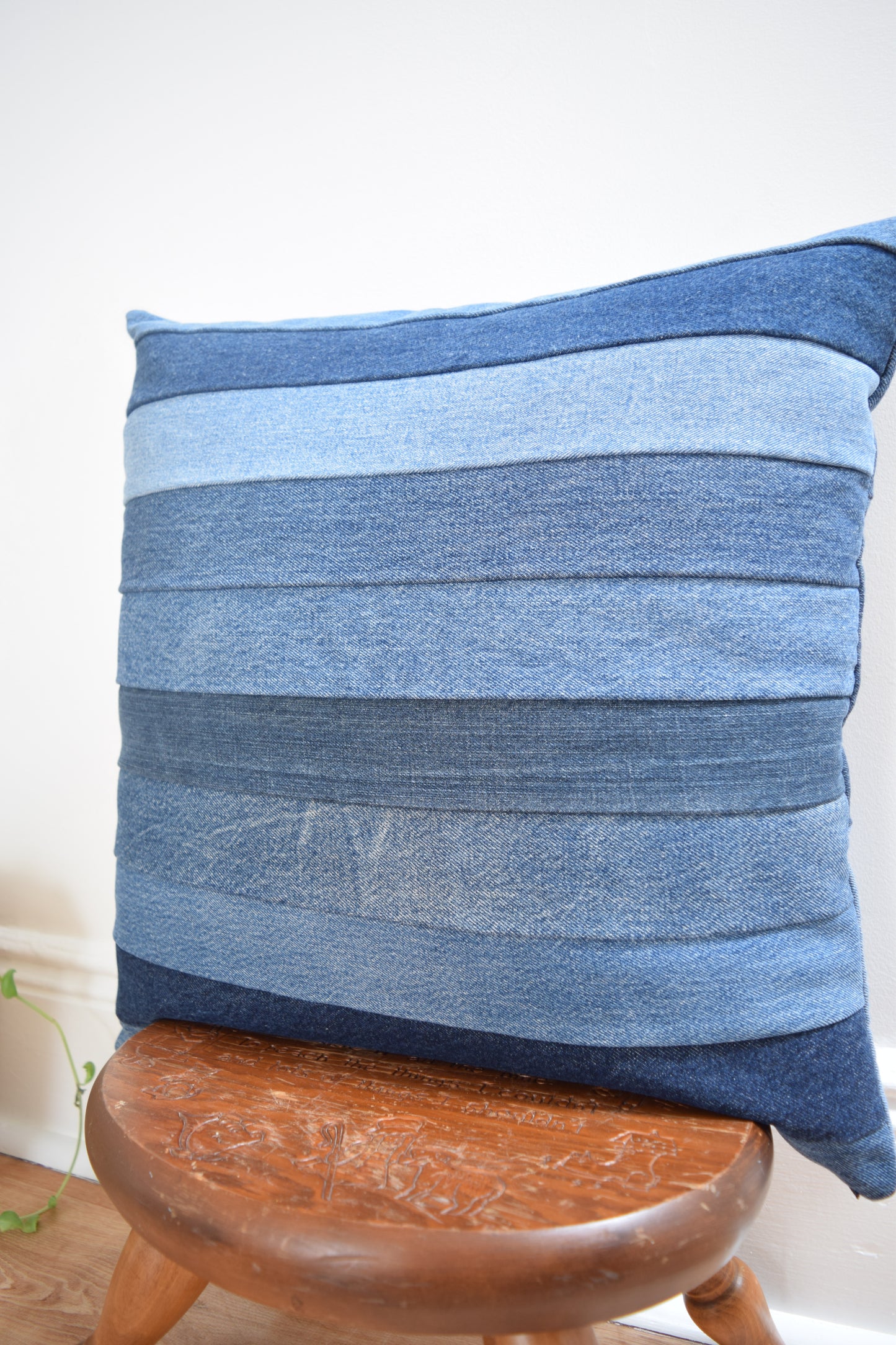 Striped Denim Pillow Cover 20'' x 20''