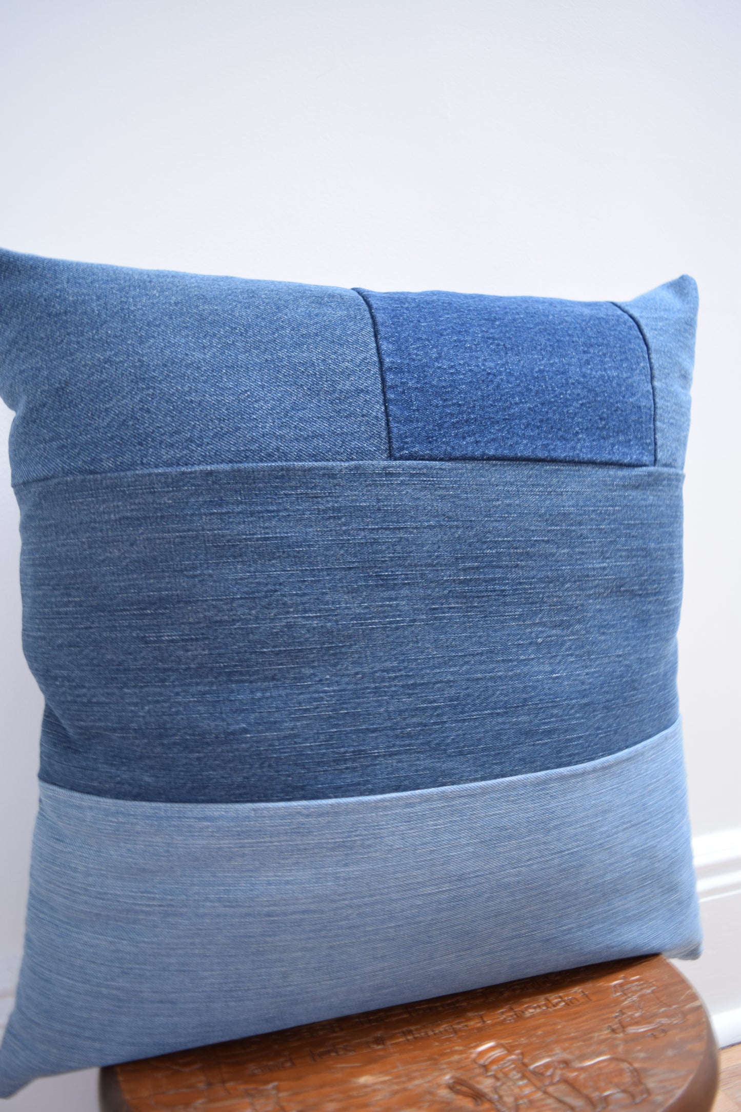 Striped Denim Pillow Cover 20'' x 20''