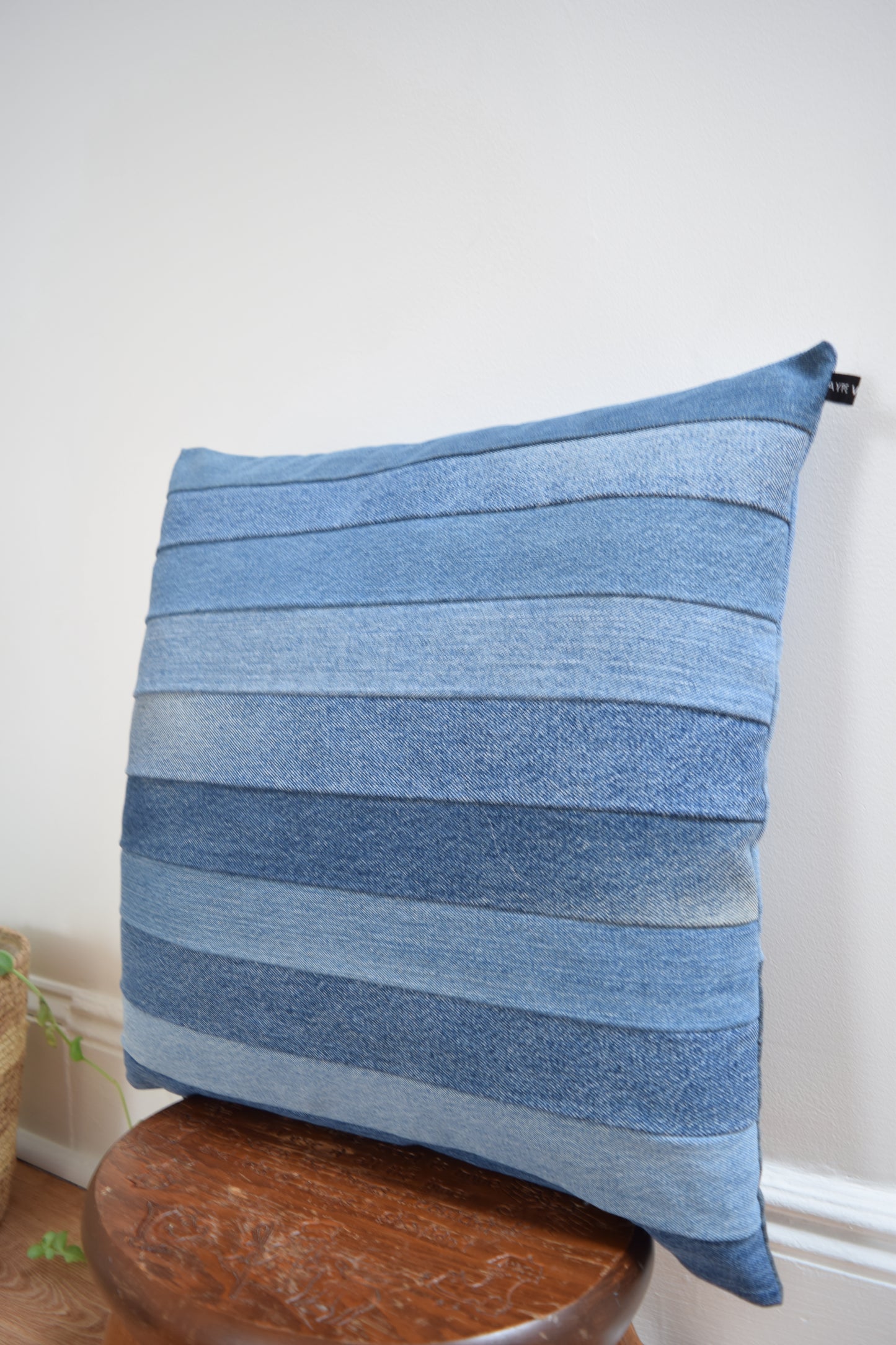 Striped Denim Pillow Cover 20'' x 20''