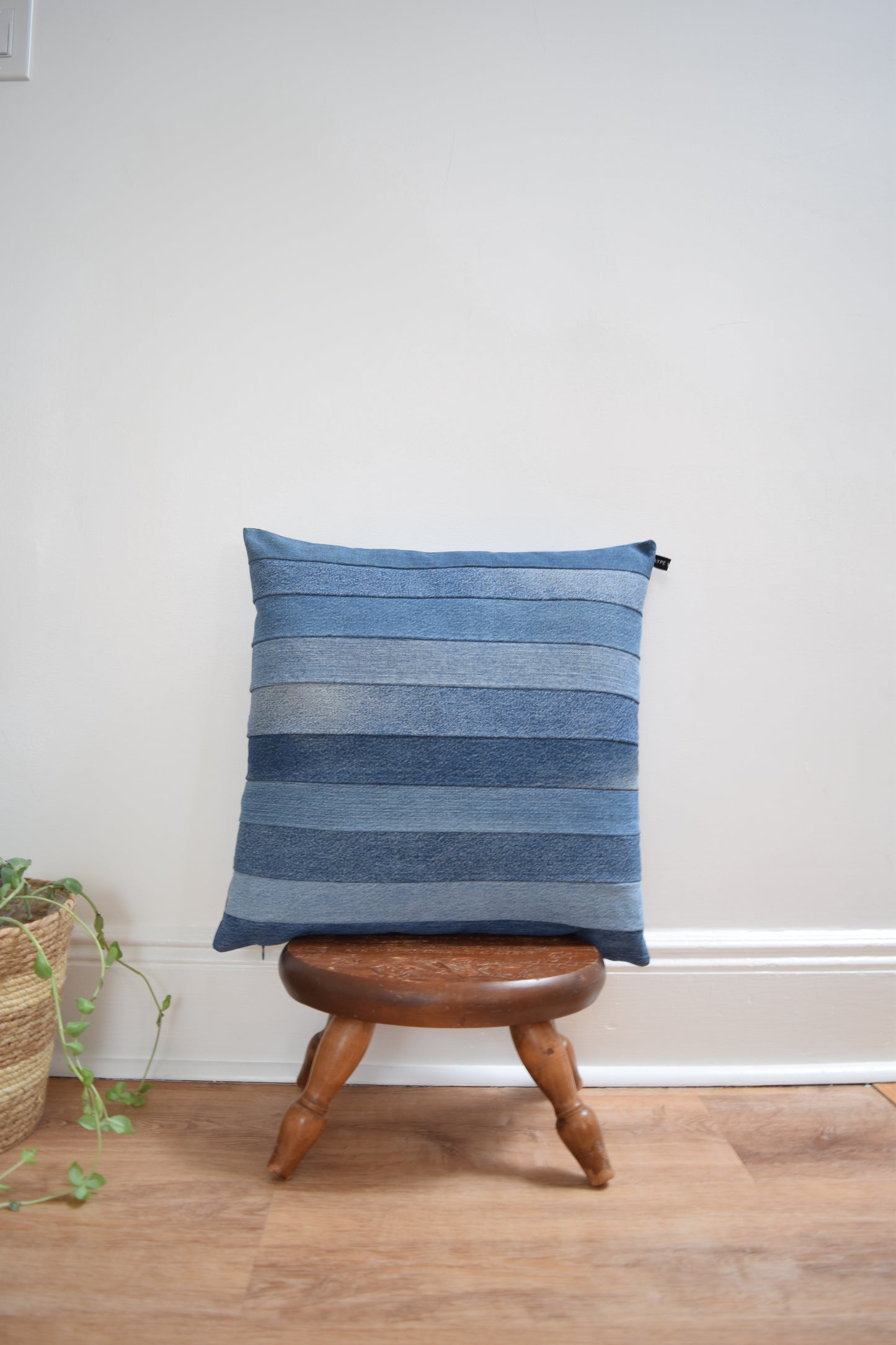 Striped Denim Pillow Cover 20'' x 20''