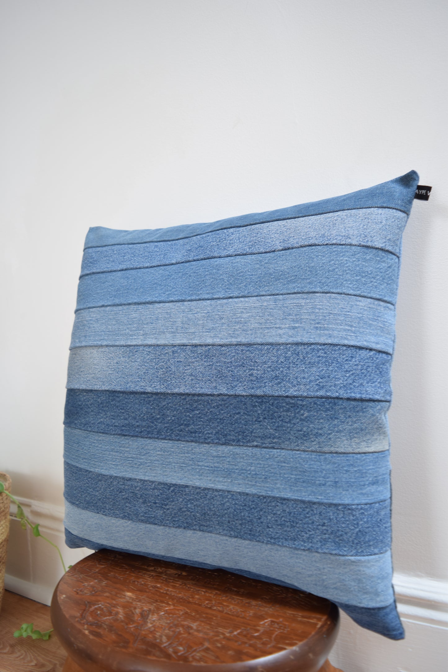Striped Denim Pillow Cover 20'' x 20''