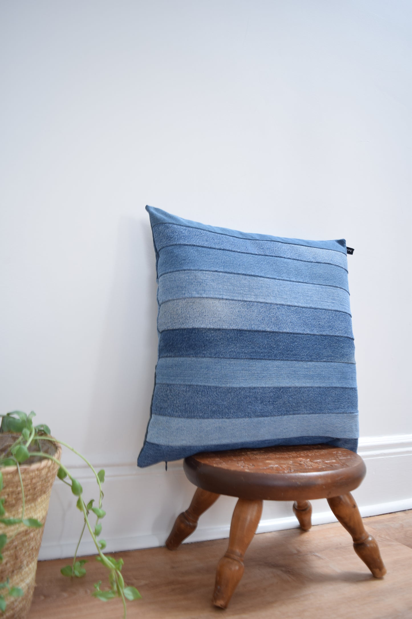 Striped Denim Pillow Cover 20'' x 20''