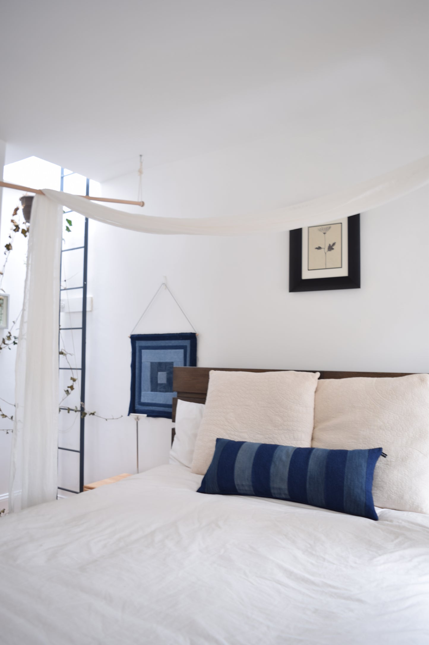 striped denim pillow cover