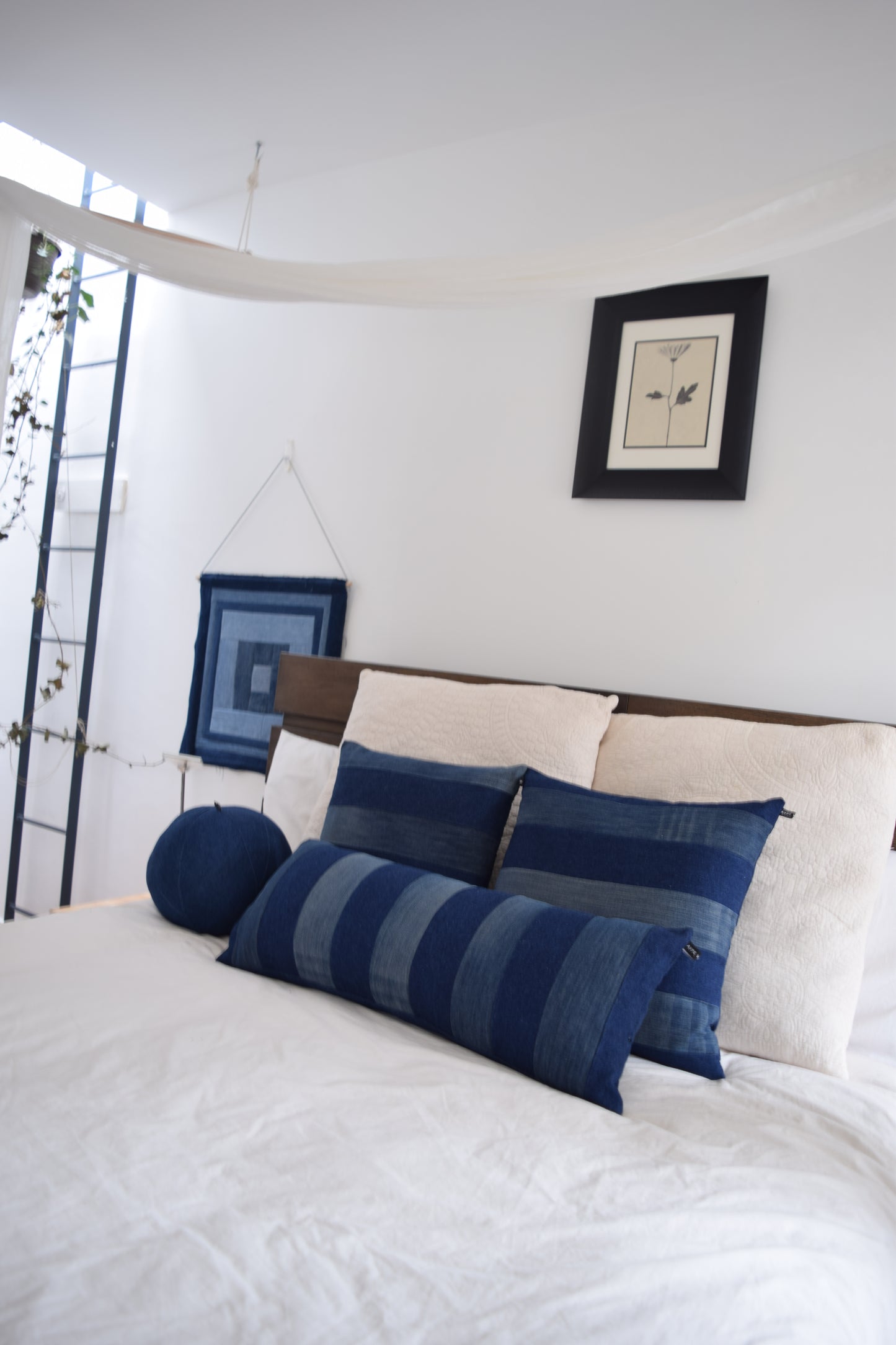 striped denim pillow cover