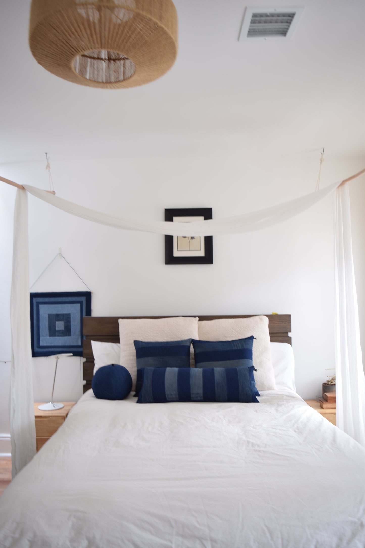 striped denim pillow cover