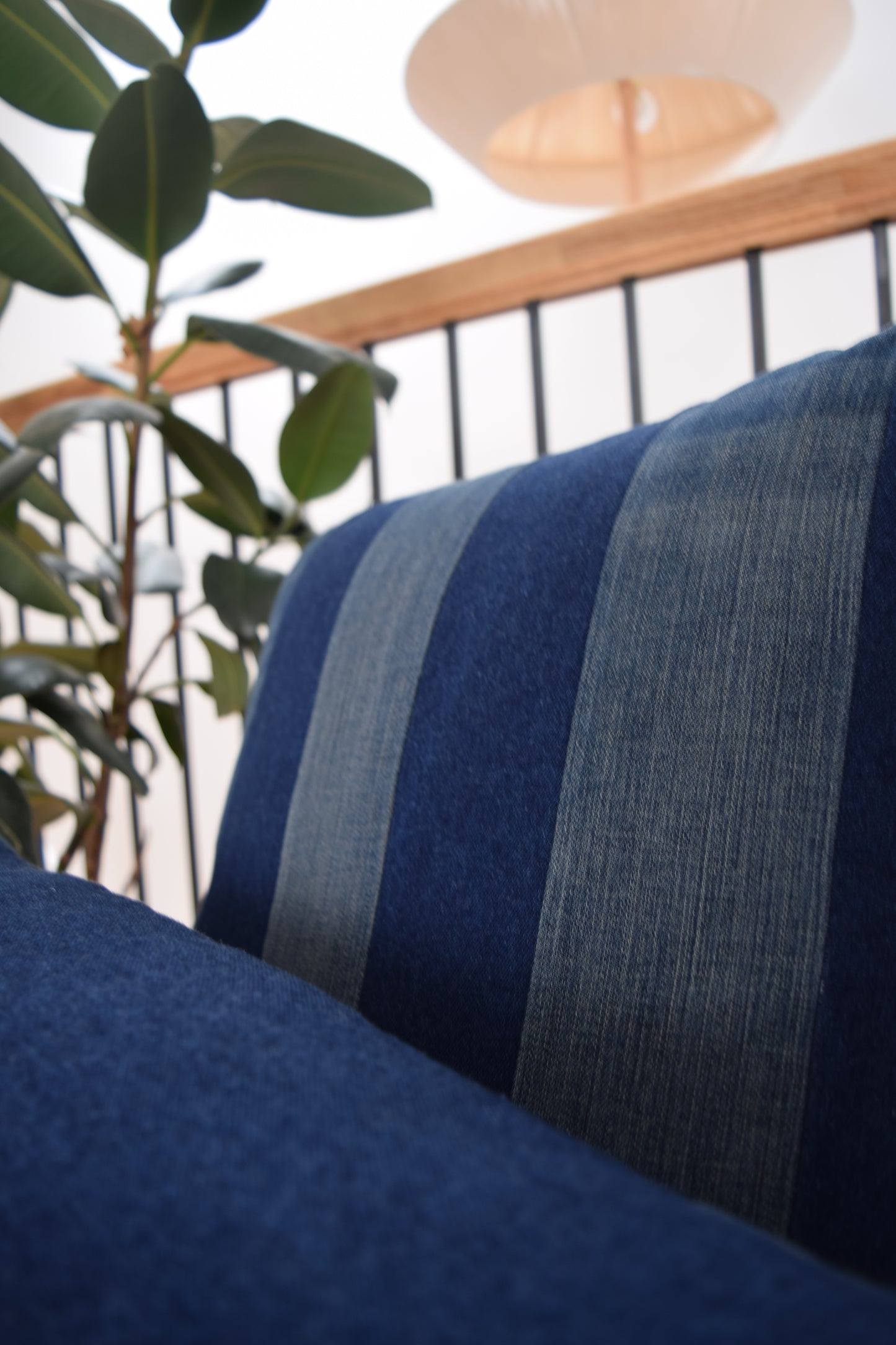 striped denim pillow cover