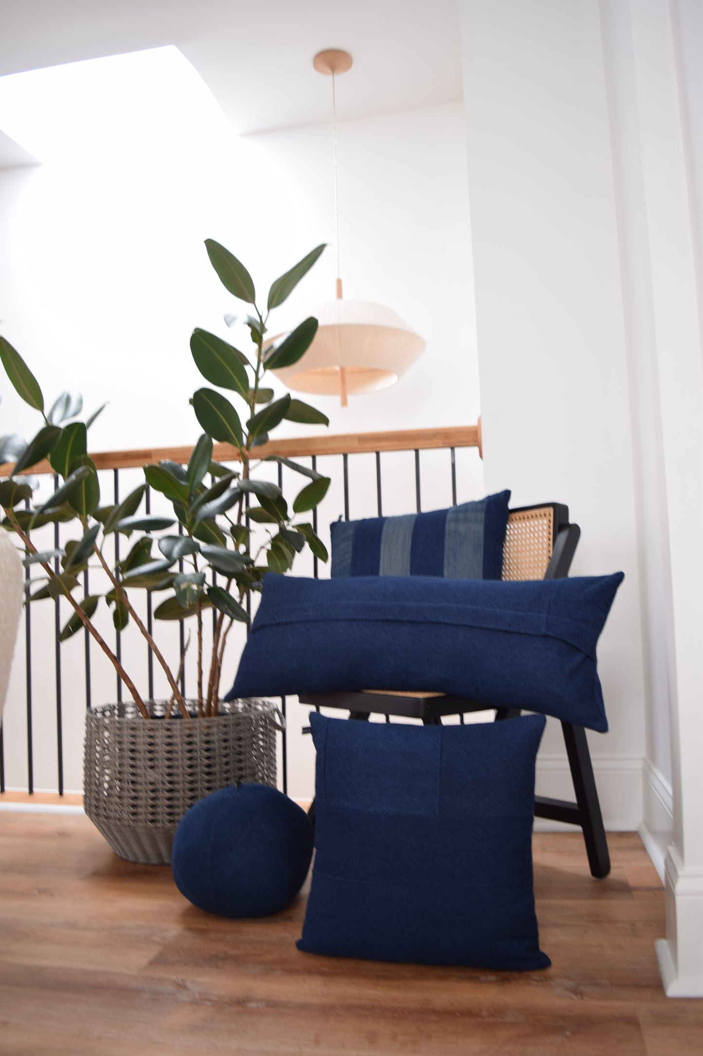 striped denim pillow cover